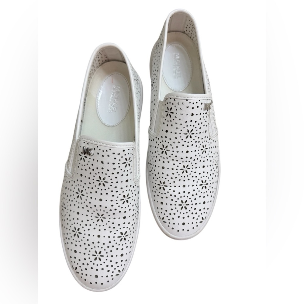 Michael Kors White Floral Cutout Sneakers